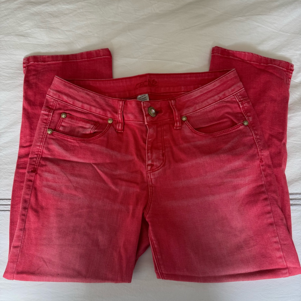 CACHE- Red Capri with Gold Crystal Accents- Size 2